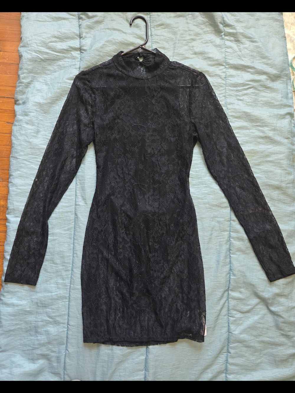 ASOS Black Lace Long-Sleeve Bodycon Mini Dress
